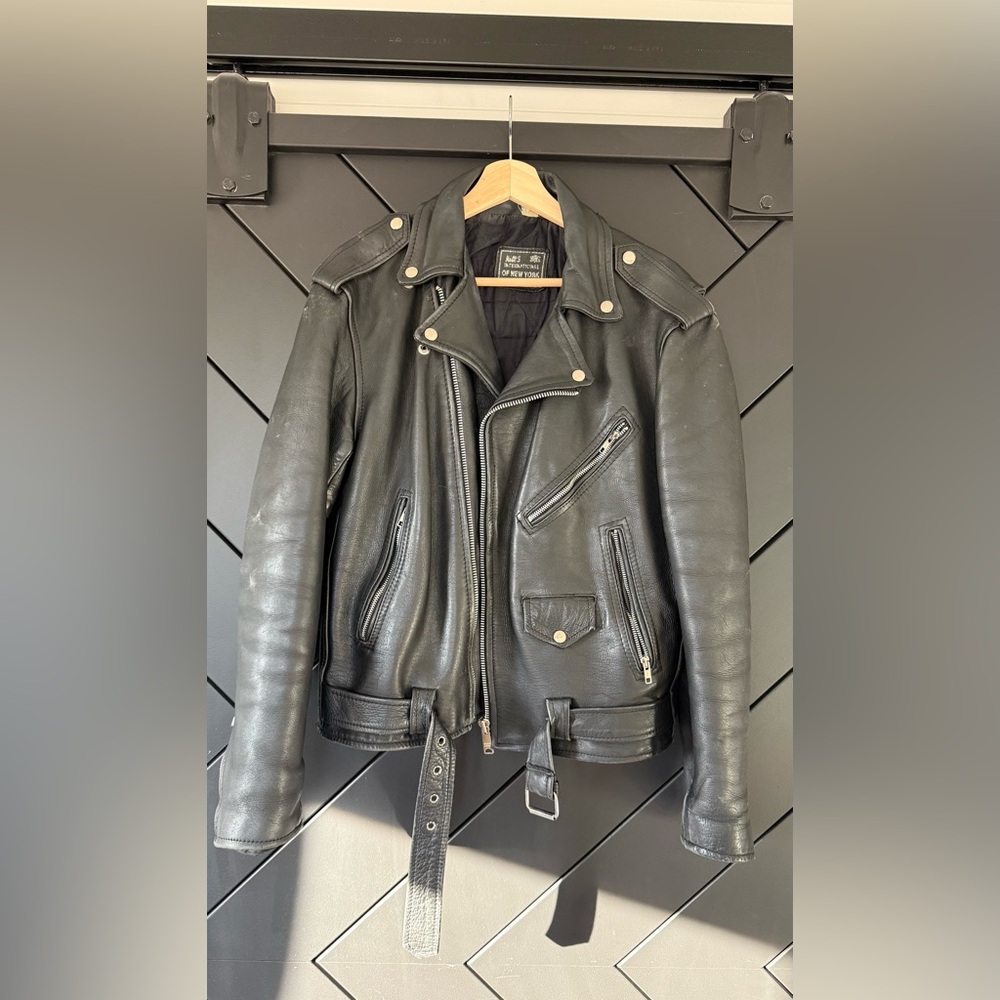 Vintage Black Leather motorcycle Jacket